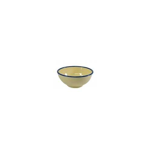 JAB VINTAGE MELAMINE YELLOW / BLUE RIM ROUND BOWL 430ml