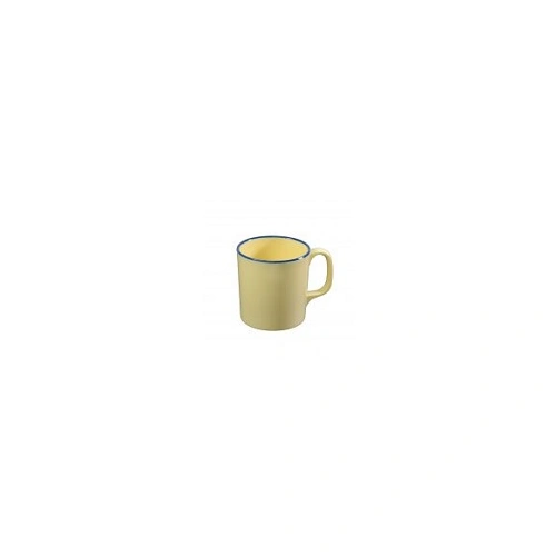 JAB VINTAGE MELAMINE YELLOW / BLUE RIM MUG 350ml