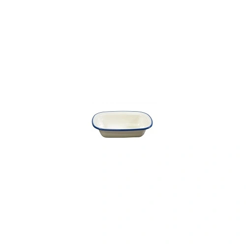 JAB VINTAGE MELAMINE CREAM / BLUE RIM RECT SERVER 590ml