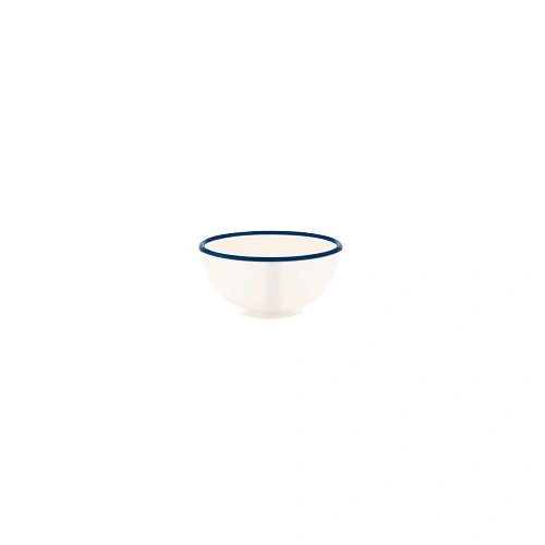 JAB VINTAGE MELAMINE CREAM / BLUE RIM ROUND BOWL 710ml