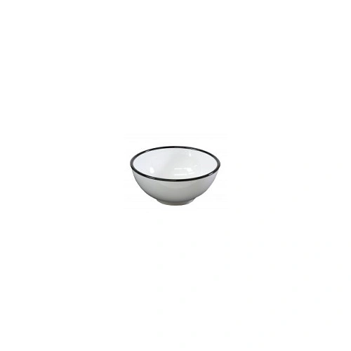 JAB VINTAGE MELAMINE WHITE / BLACK RIM ROUND BOWL 710ml