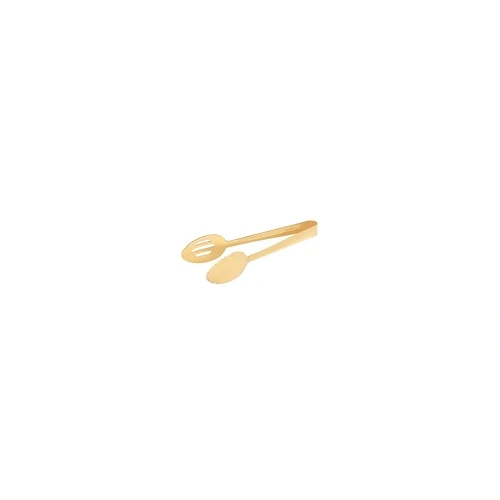 TABLEKRAFT ROUND SPOON TONG GOLD, ONE SIDE SLOTTED