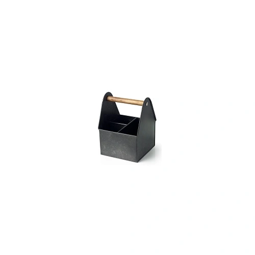 CONEY ISLAND UTENSIL CADDY 3 COMP BLACK W/ HANDLE