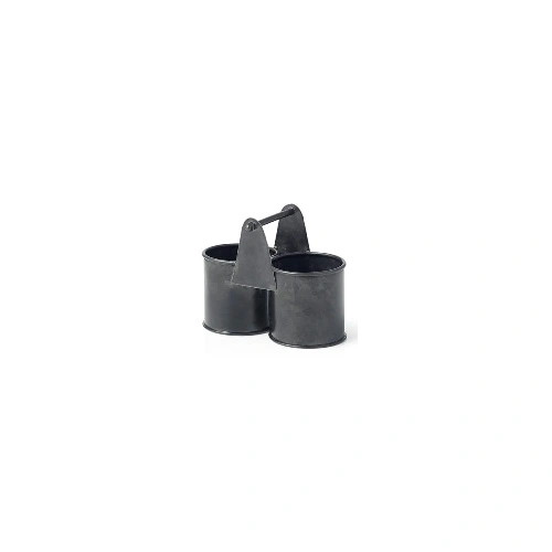 CONEY ISLAND GALVANISED BLACK DUAL POT CADDY