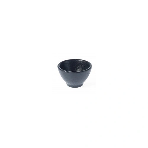 TABLEKRAFT BLACK ROUND SAUCE DISH FOOTED 76x47mm 