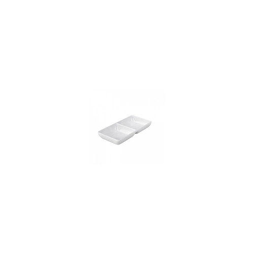 RYNER MELAMINE DIVIDED SAUCE DISH 100x75mm WHITE