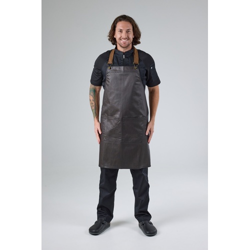 CHEF WORKS BOULDER BIB APRON BLACK / BROWN