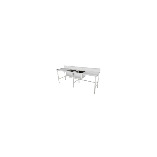 KK S/ST DOUBLE SINK BENCH 150mm SPLASHBACK 2400mmW