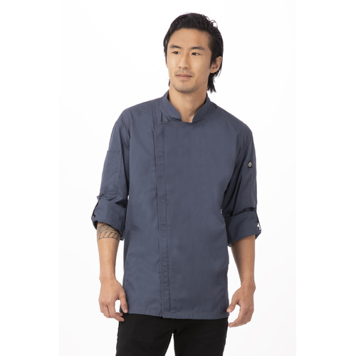 CHEF WORKS MENS HARTFORD BLUE ZIPPER JACKET