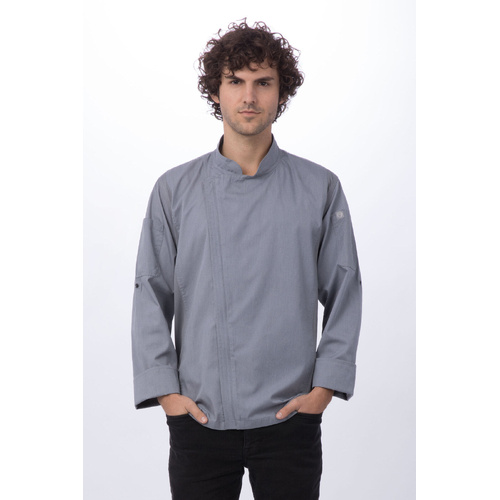 CHEF WORKS MENS HARTFORD GREY ZIPPER JACKET