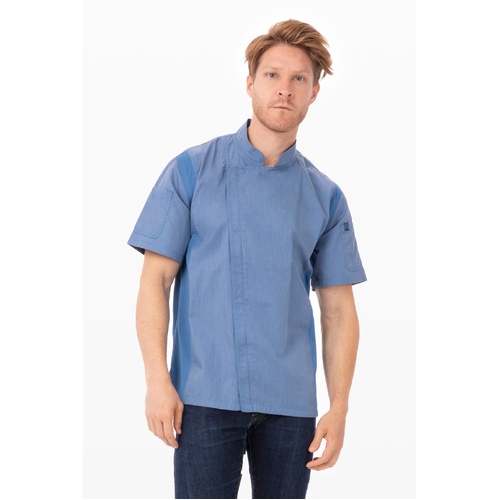 CHEF WORKS MENS SPRINGFIELD SKY BLUE ZIPPER JACKET