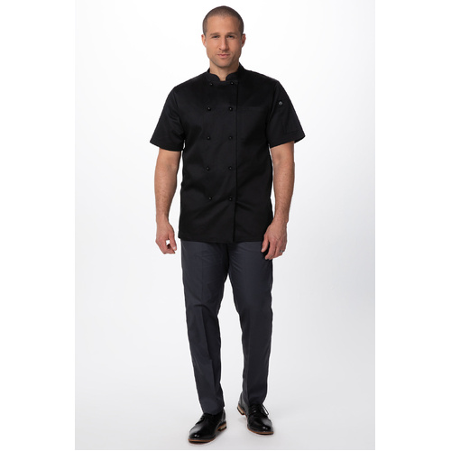 CHEF WORKS CANBERRA BLK S/S JACKET LGE