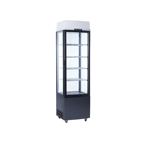 EXQUISITE 4 SIDED UPRIGHT GLASS DISPLAY FRIDGE BLACK