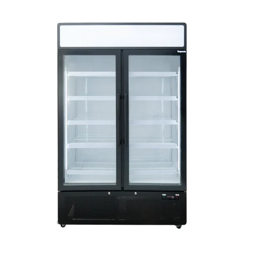 Exquisite DC880PB Black Two‑Door Display Fridge – 850 L Upright Cooler