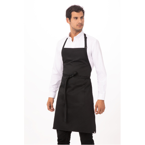 CHEF WORKS BLACK BUTCHER BIB APRON