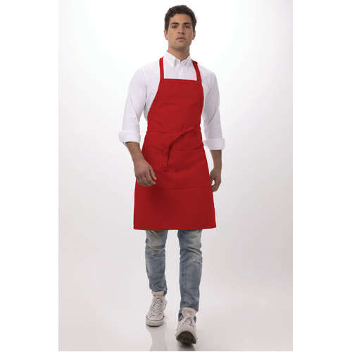 CHEF WORKS RED BUTCHER BIB APRON
