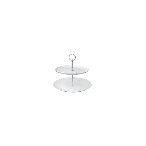 OLYMPIA 2 TIER CAKE STAND W/  PORCELAIN PLATES