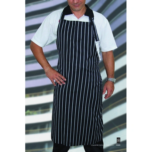 GLOBAL CHEF UK NAVY / WHITE STRIPE BIB APRON