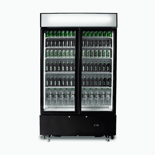 BROMIC 2 DOOR UPRIGHT DISPLAY FRIDGE BLACK 960LTR