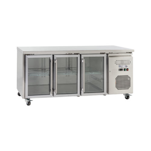 EXQUISITE 3 GLASS DOOR UNDERBENCH FRIDGE 386 LTR