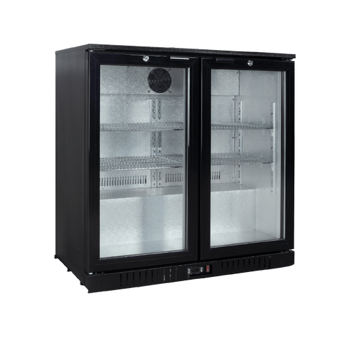EXQUISITE BACK BAR DISPLAY FRIDGE SWING DOORS 199 LTR BLACK