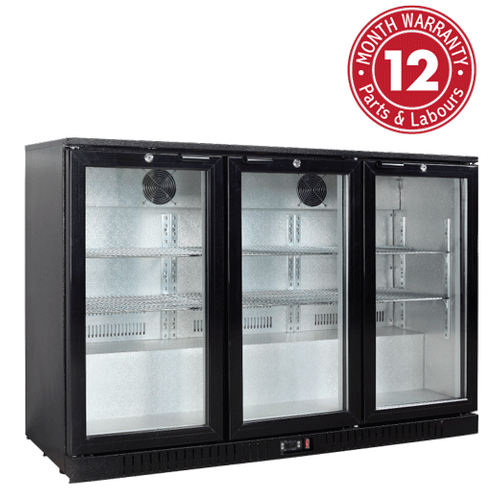 EXQUISITE BACK BAR FRIDGE 3 GLASS DOORS 308 LITRE